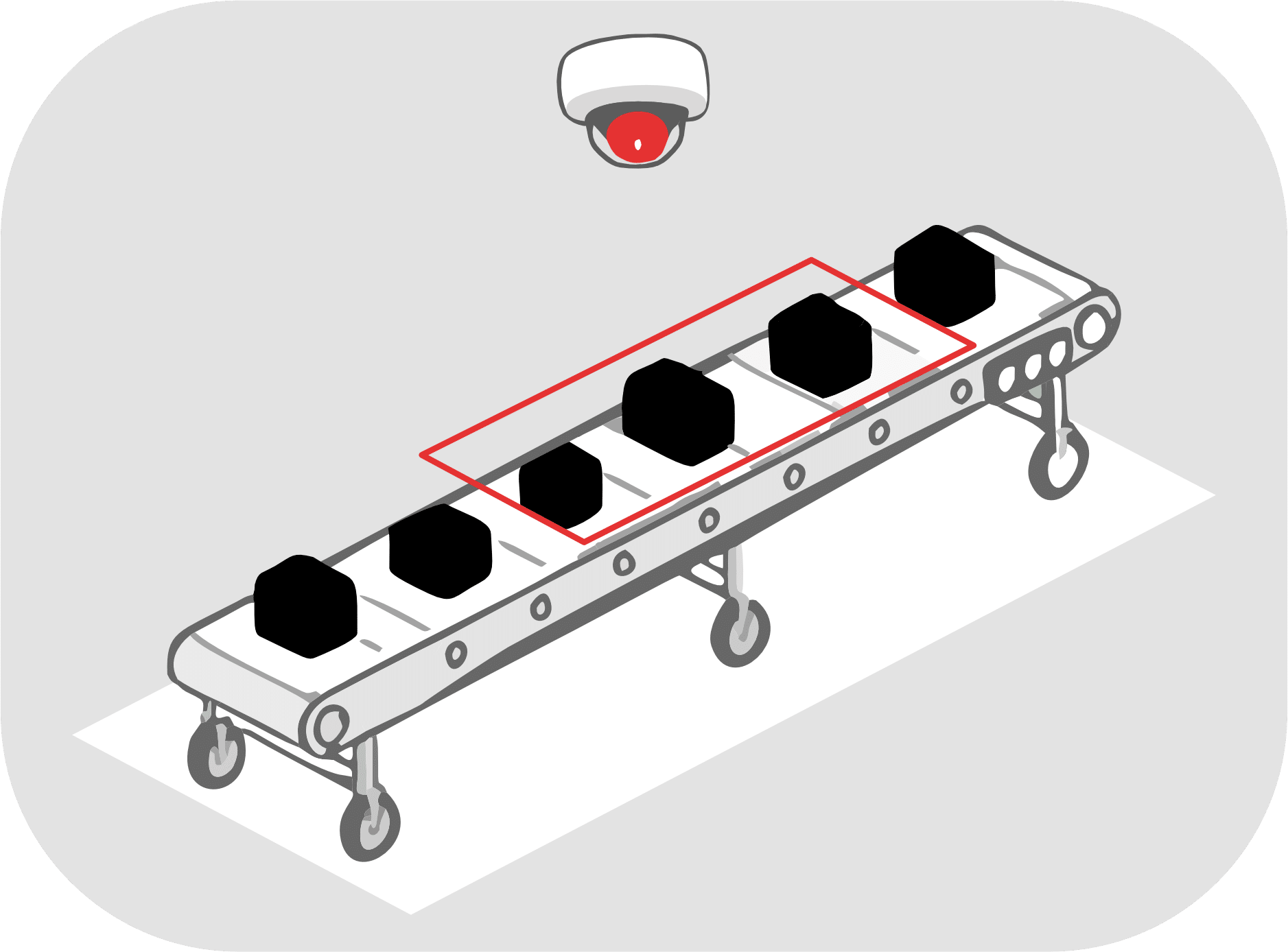 Fliessband transparenter Hintergrund rot